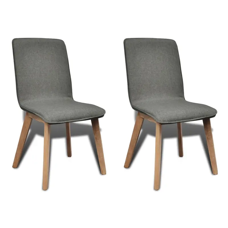 Sillas de comedor 2 uds tela y madera maciza roble gris claro
