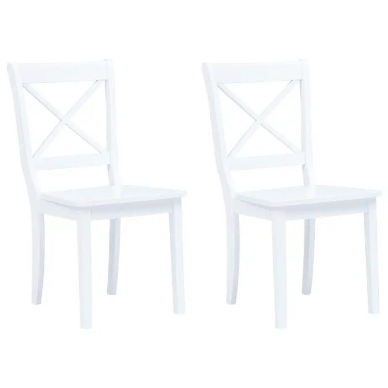 Sillas de comedor 2 unidades madera maciza de caucho blanco