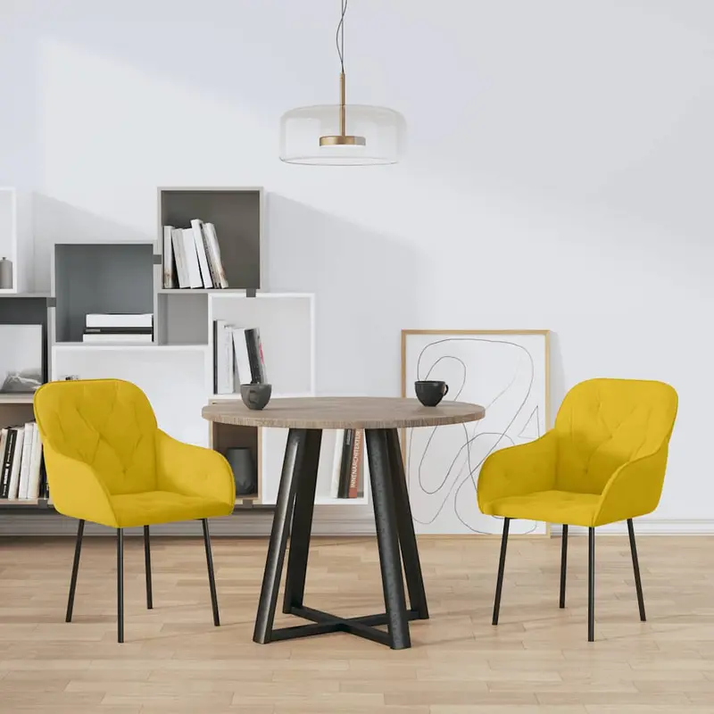 Sillas de comedor 2 unidades terciopelo amarillo