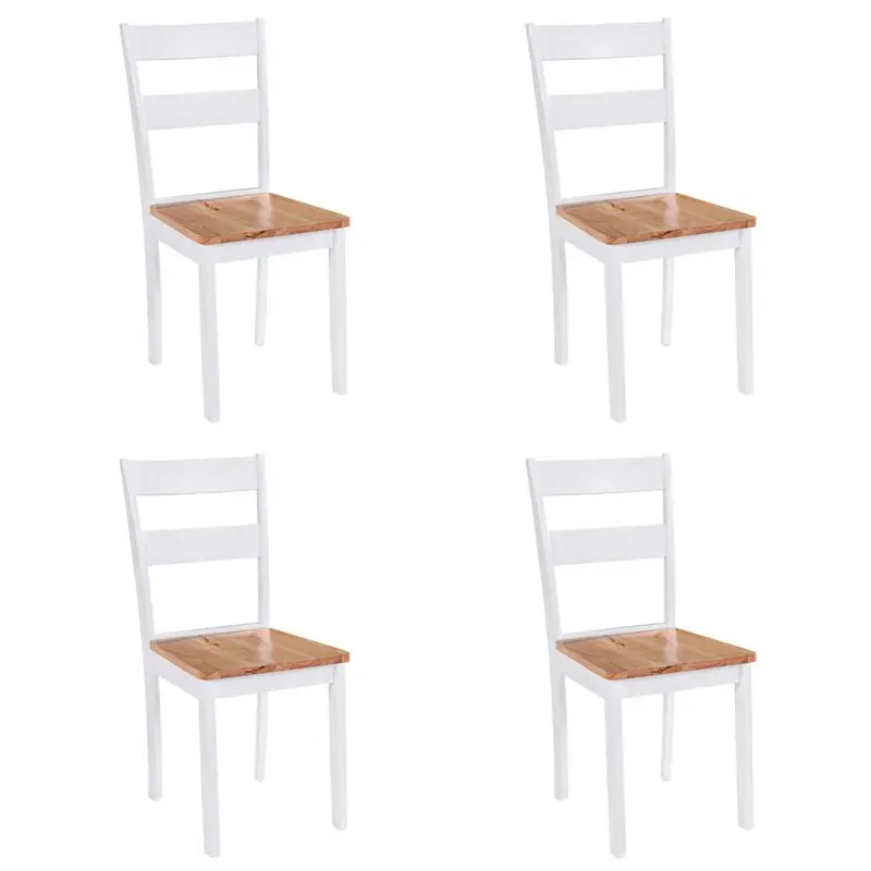Sillas de comedor 4 unidades madera maciza de caucho blanco