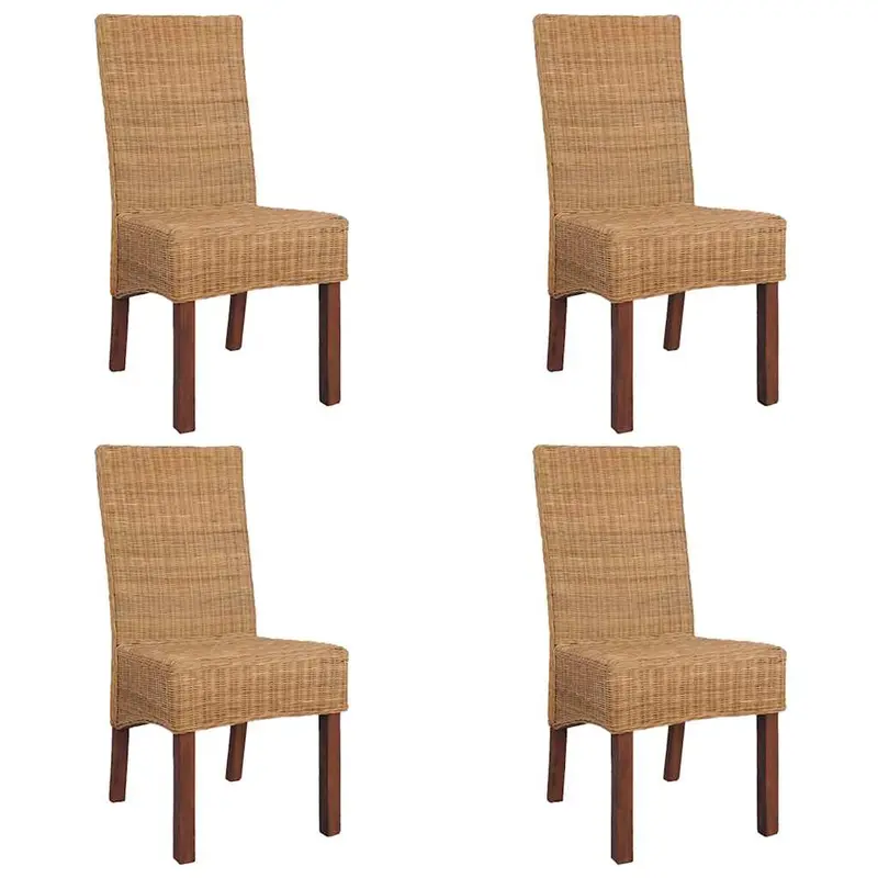 Sillas de comedor 4 unidades ratán natural marrón