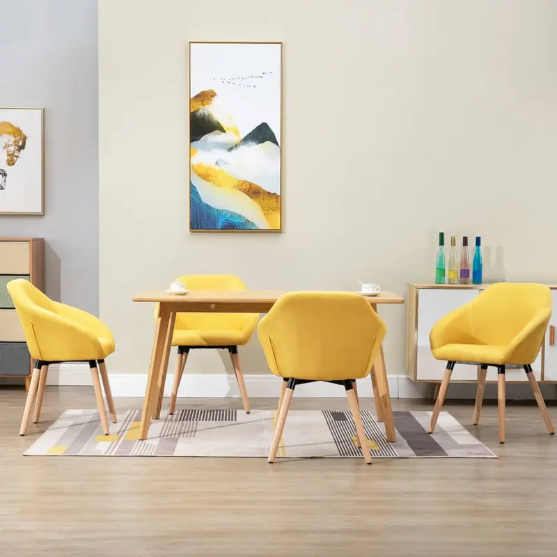 Sillas de comedor 4 unidades tela amarillo