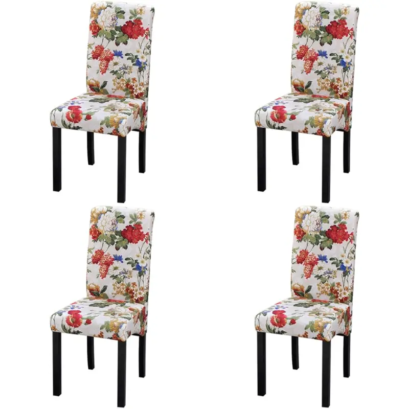 Sillas de comedor 4 unidades tela multicolor