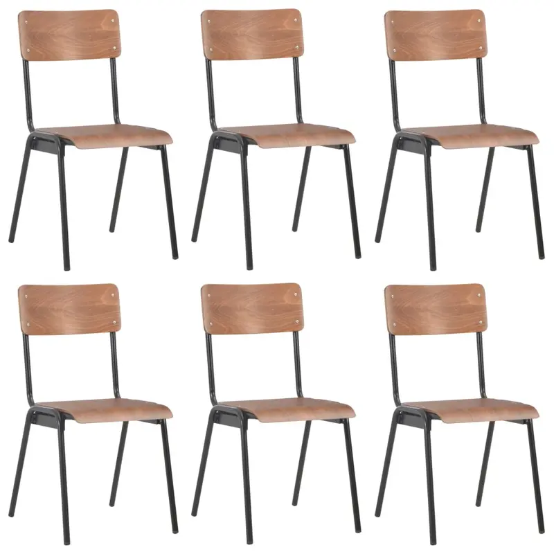Sillas de comedor 6 unidades madera contrachapada marrón