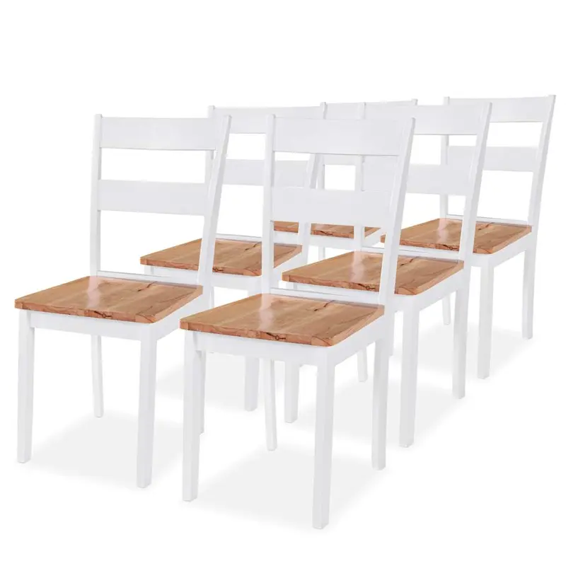 Sillas de comedor 6 unidades madera maciza de caucho blanco