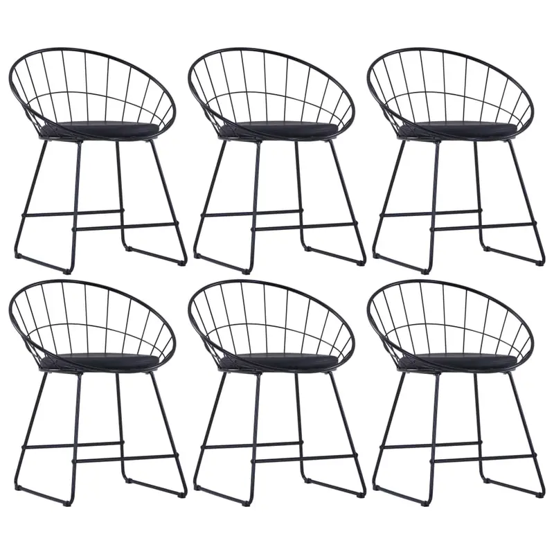 Sillas de comedor asientos de cuero sintético 6 uds acero negro