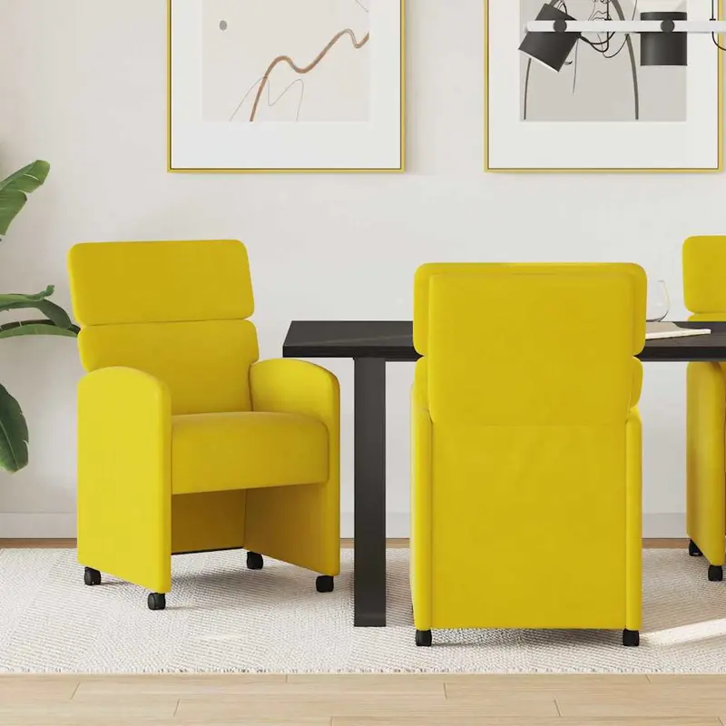 Sillas de Comedor con Ruedas 2 pcs Amarillo 58 x 65 x 98 cm