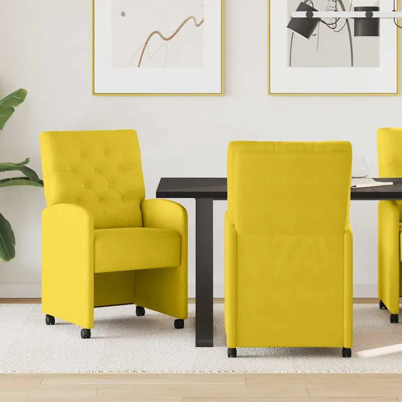 Sillas de Comedor con Ruedas 2 pcs Amarillo 58 x 67 x 97 cm