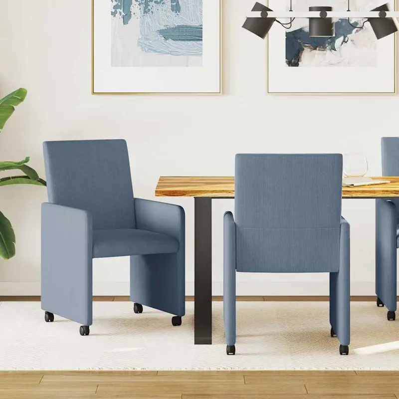 Sillas de Comedor con Ruedas 2 pcs Azul 57 x 66 x 94 cm