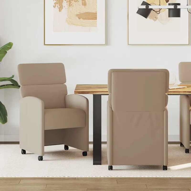 Sillas de Comedor con Ruedas 2 pcs Capuchino 58 x 65 x 98 cm