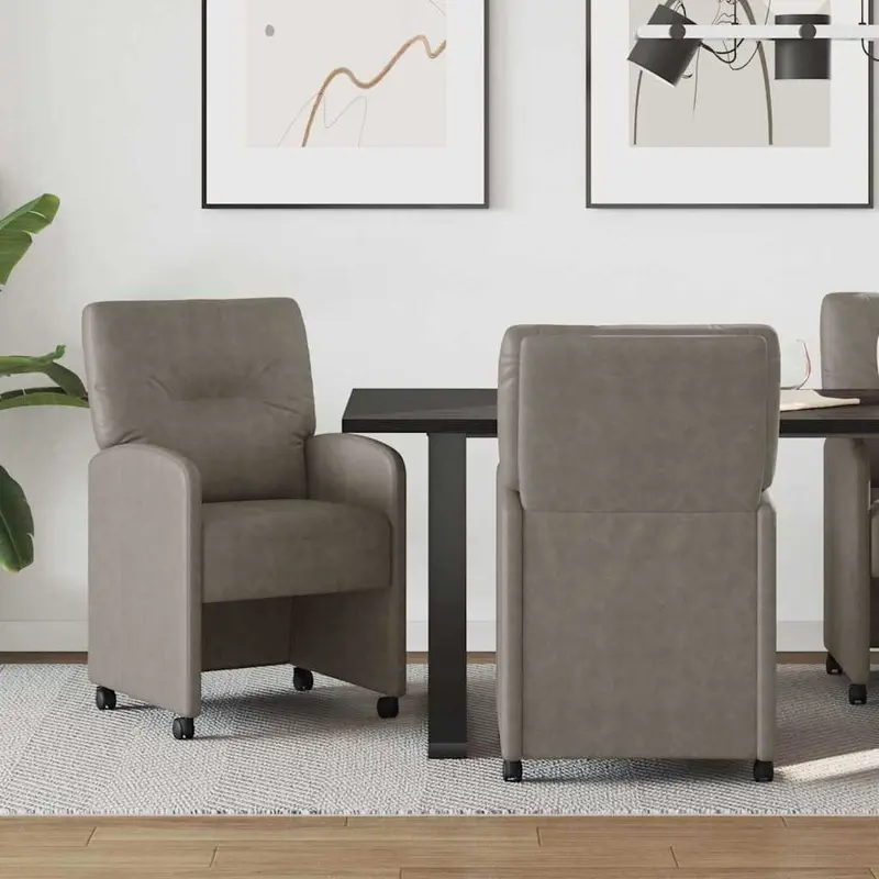 Sillas de Comedor con Ruedas 2 pcs Gris 57 x 67 x 95 cm