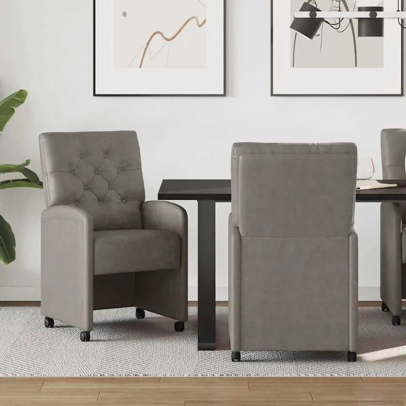 Sillas de Comedor con Ruedas 2 pcs Gris 58 x 67 x 97 cm