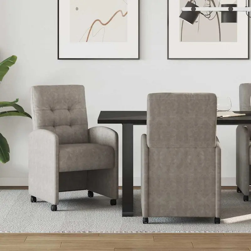 Sillas de Comedor con Ruedas 2 pcs Gris 58 x 67 x 97 cm