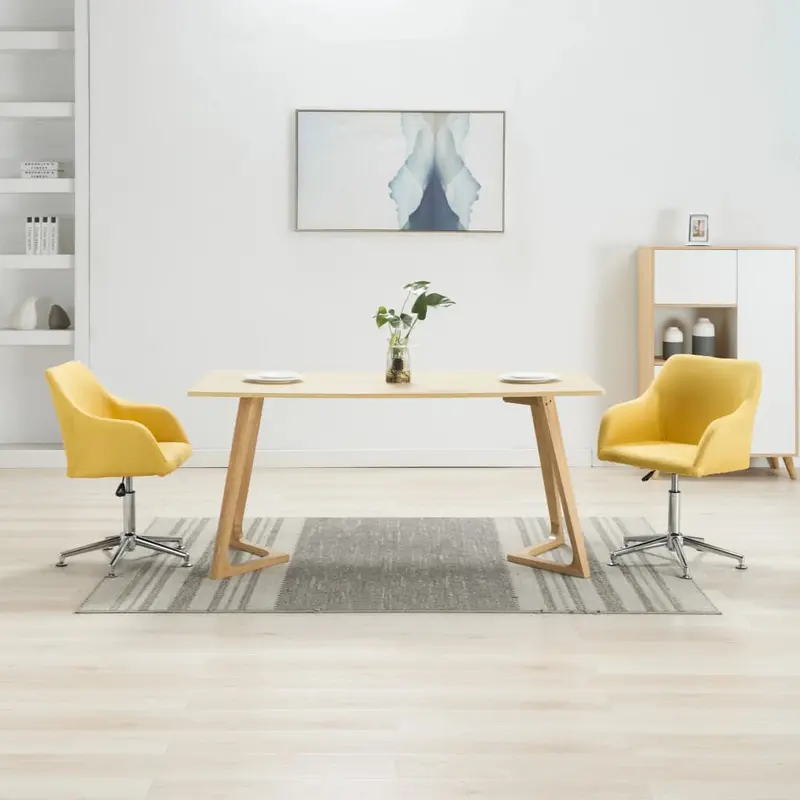 Sillas de comedor giratorias 2 unidades tela amarillo