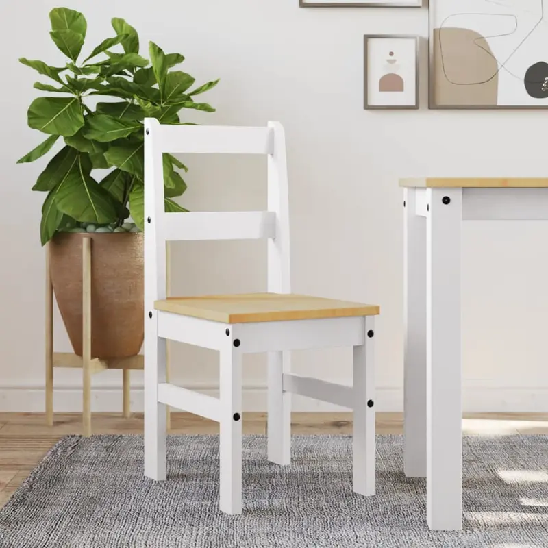 Sillas de comedor PANAMA 2 uds madera pino blanco 40x46x90 cm