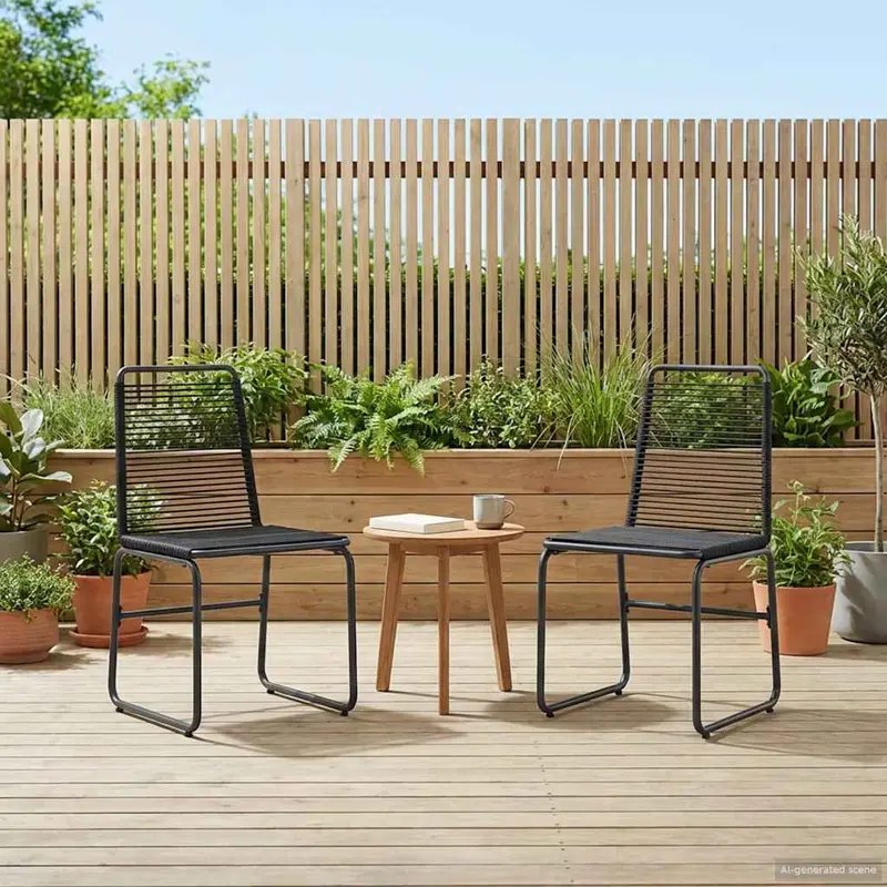 Sillas de jardín 2 pcs Negro 48 x 55 x 89,5 cm Ratán