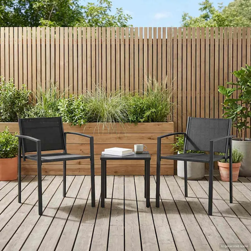 Sillas de jardín 2 pcs Negro y Antracita 53,5 x 59 x 77 cm