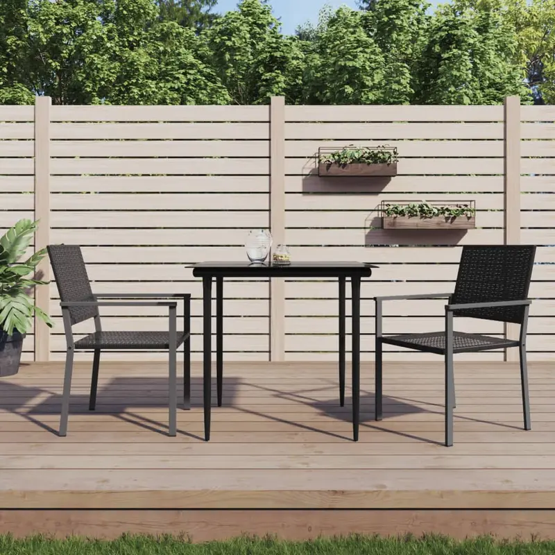 Sillas de jardín 2 uds ratán sintético negro 54x62,5x89 cm