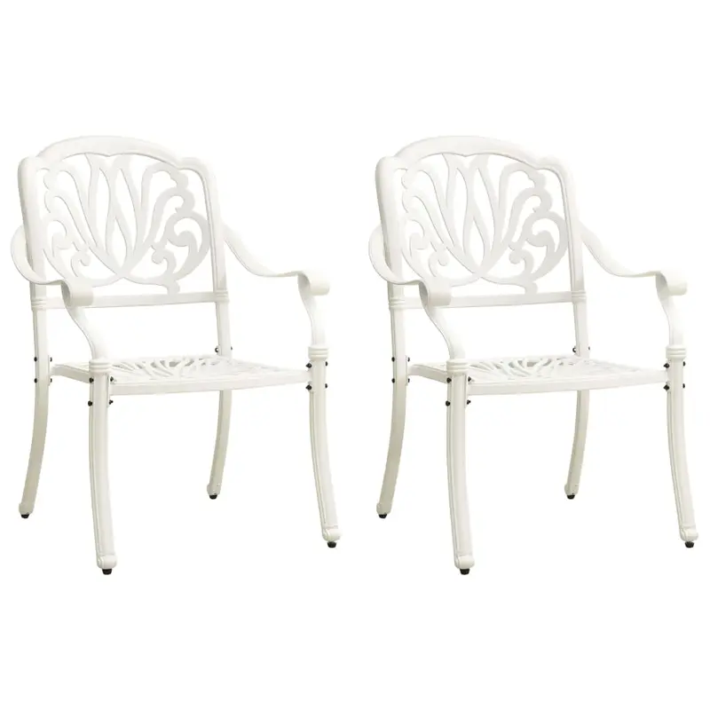 Sillas de jardín 2 unidades aluminio fundido blanco