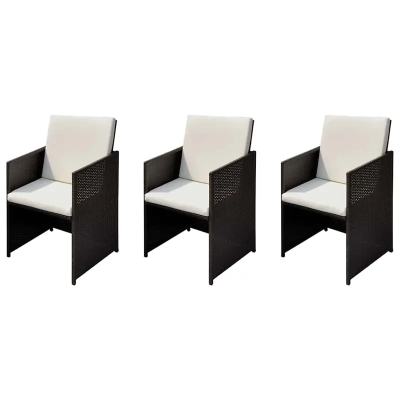 Sillas de jardín 3 pcs Marrón 56 x 52 x 87 cm Poliratán