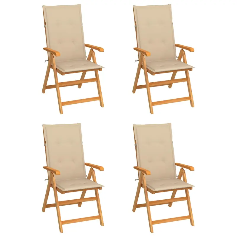 Sillas de jardín 4 uds madera maciza de teca con cojines beige