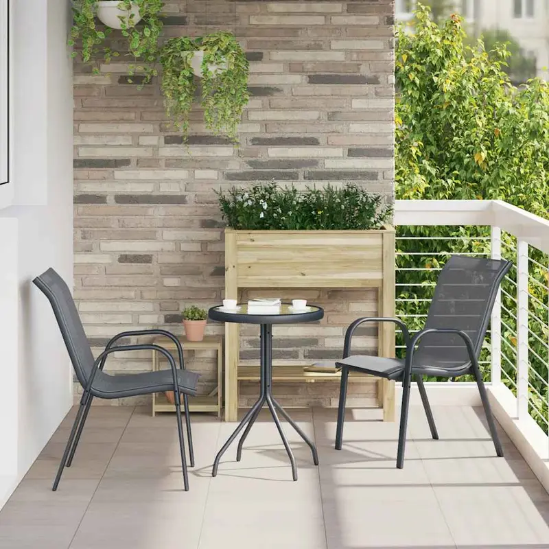 Sillas de jardín apilables 2 unidades textilene gris
