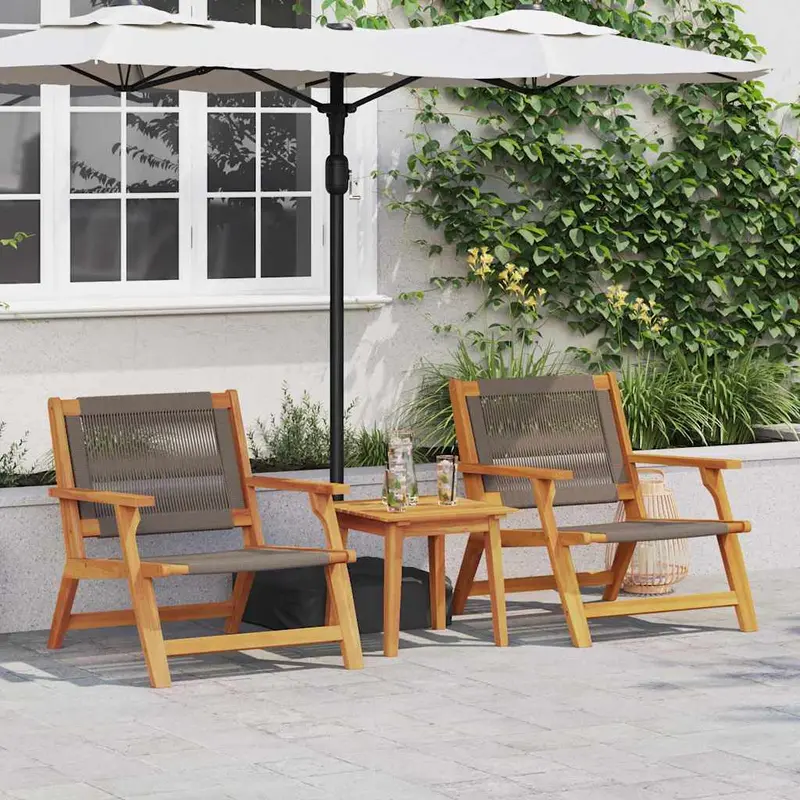 Sillas de Jardín con Mesa 3 pcs Gris Madera de Acacia Sólida