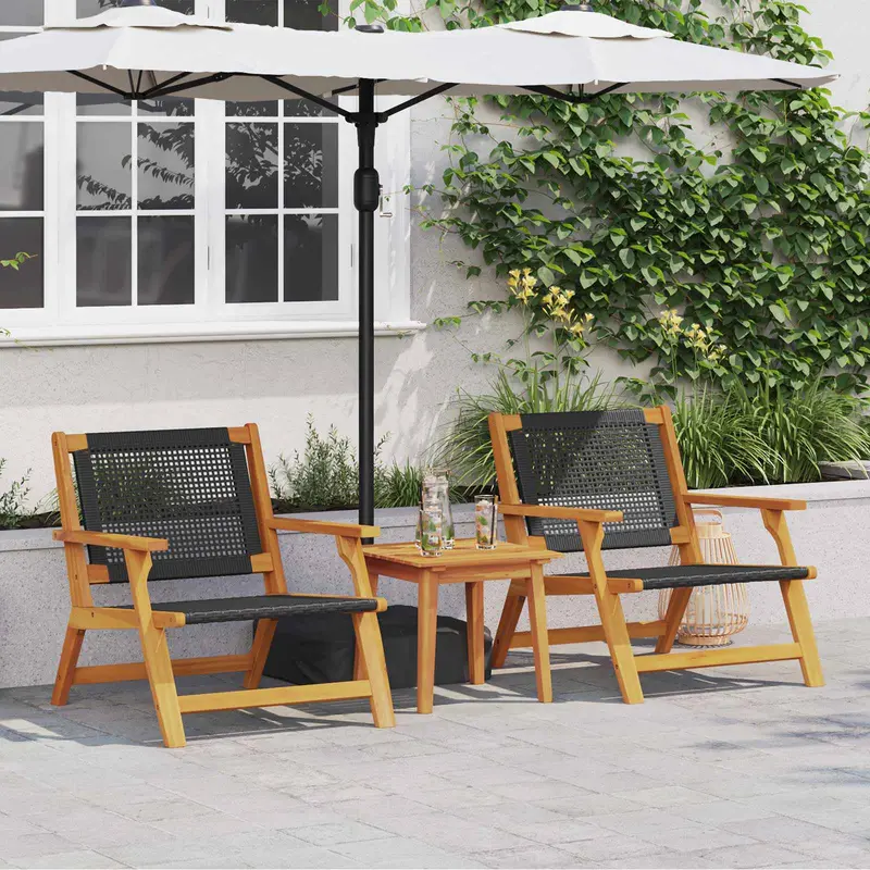Sillas de Jardín con Mesa 3 pcs Negro Madera de Acacia Sólida