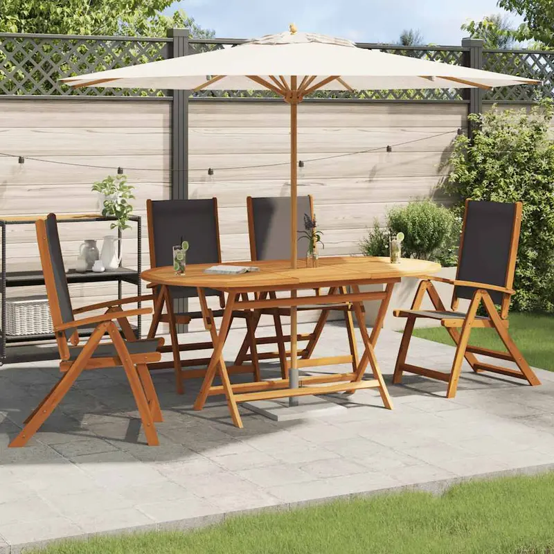 Sillas de jardín plegables 4 uds madera maciza acacia textileno