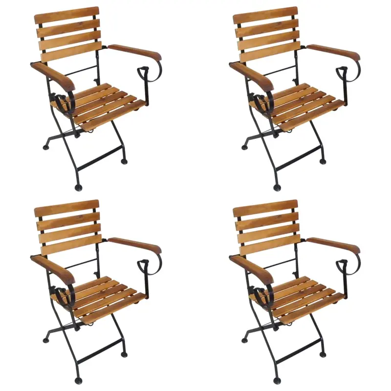 Sillas de jardín plegables 4 uds madera maciza acacia y acero