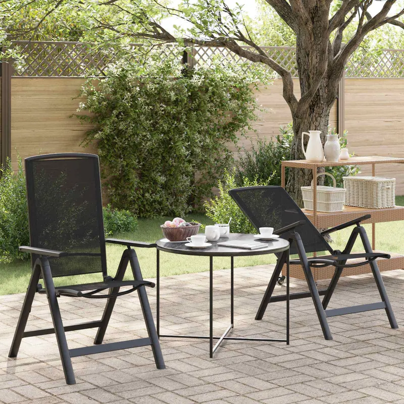 Sillas de jardín reclinables 2 pcs Negro 58 x 71 x 112 cm