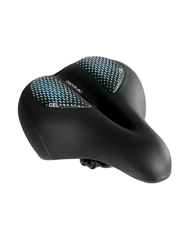Sillín para Bicicleta de gel DrumFit SitBike con diseño ergonómico antiprostatico amortiguación inferior y tija universal Cecotec