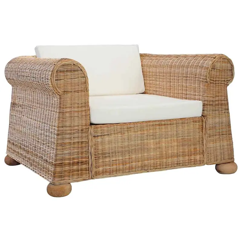 Sillón con cojines ratán natural