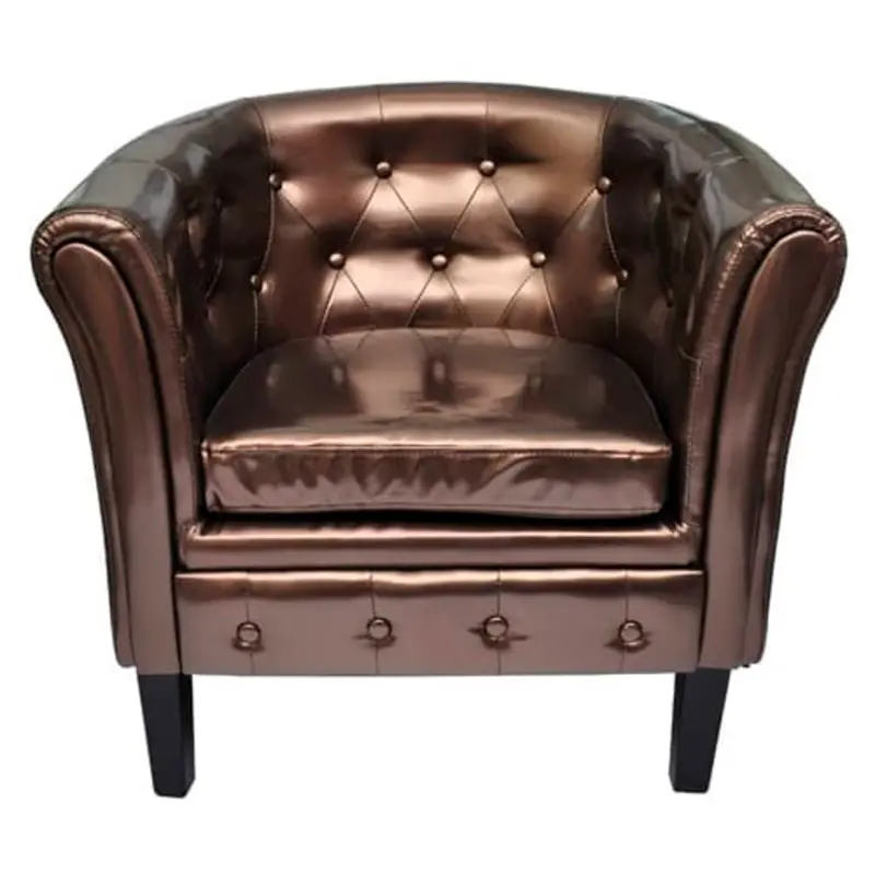 Sillón con diseño de cubo cuero sintético marrón