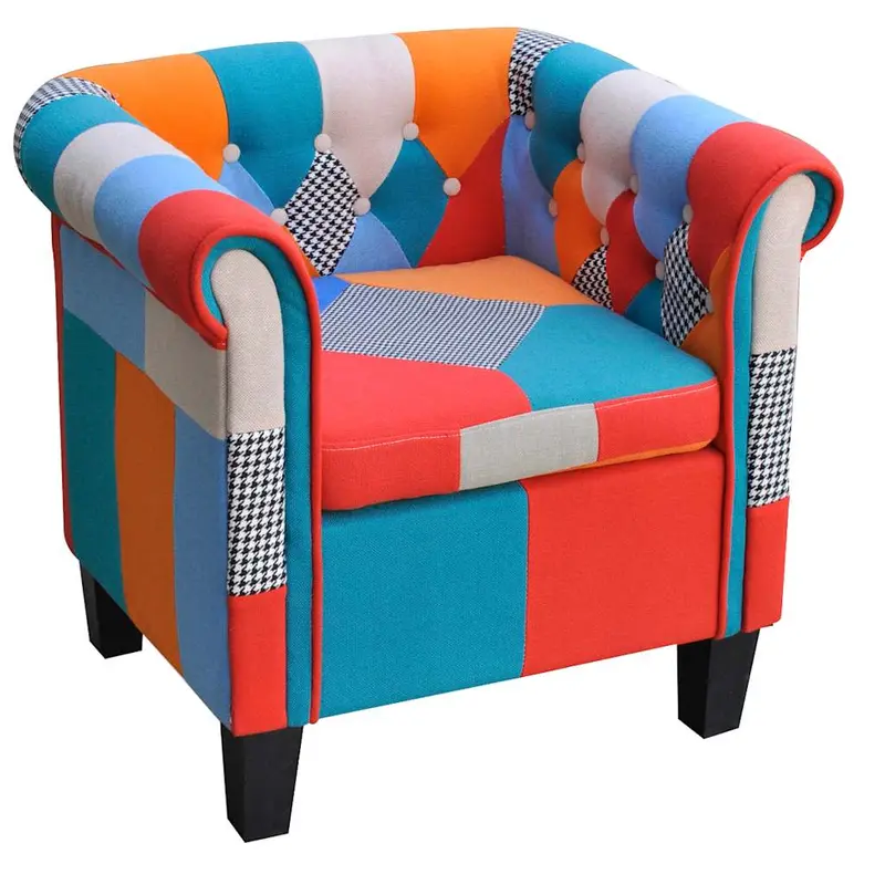 Sillón con diseño de retales de tela Patchwork