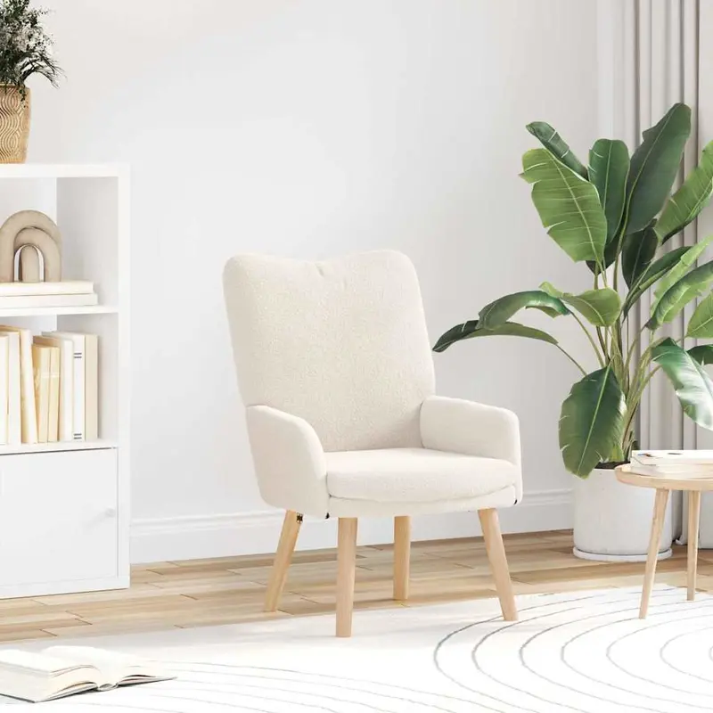 sillón Crema 63 x 67 x 94 cm Tela de Oveja y Contrachapado