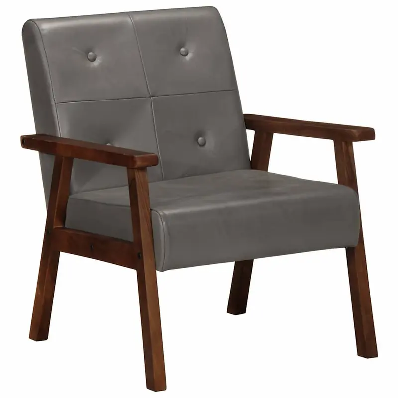 Sillón de cuero auténtico gris