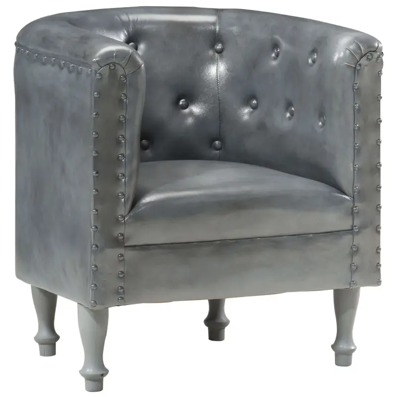 Sillón de cuero auténtico gris