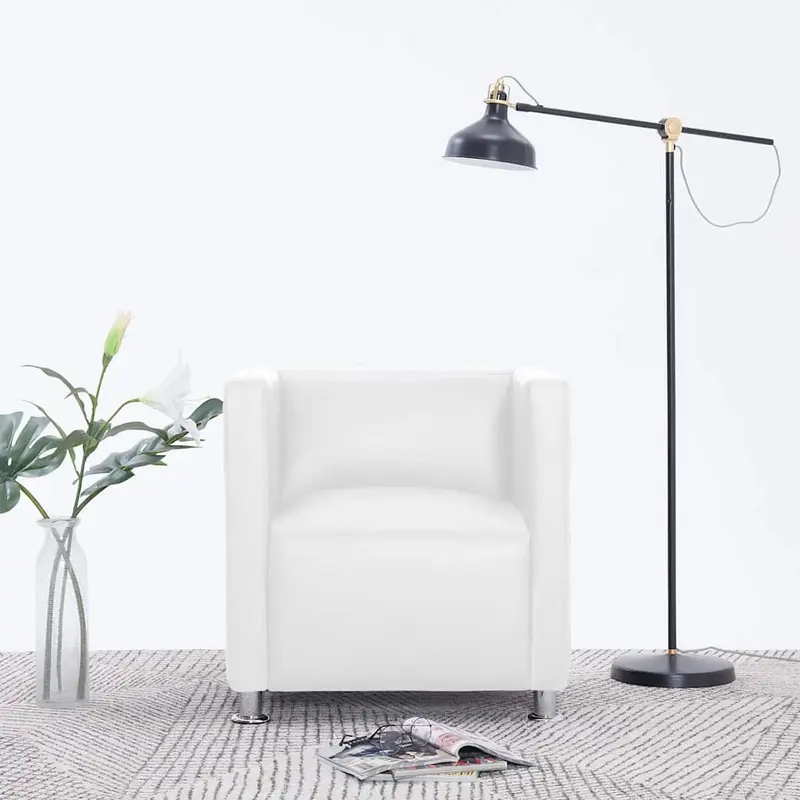 Sillón de cuero sintético blanco