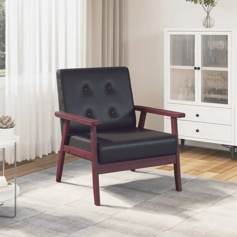Sillón de cuero sintético negro