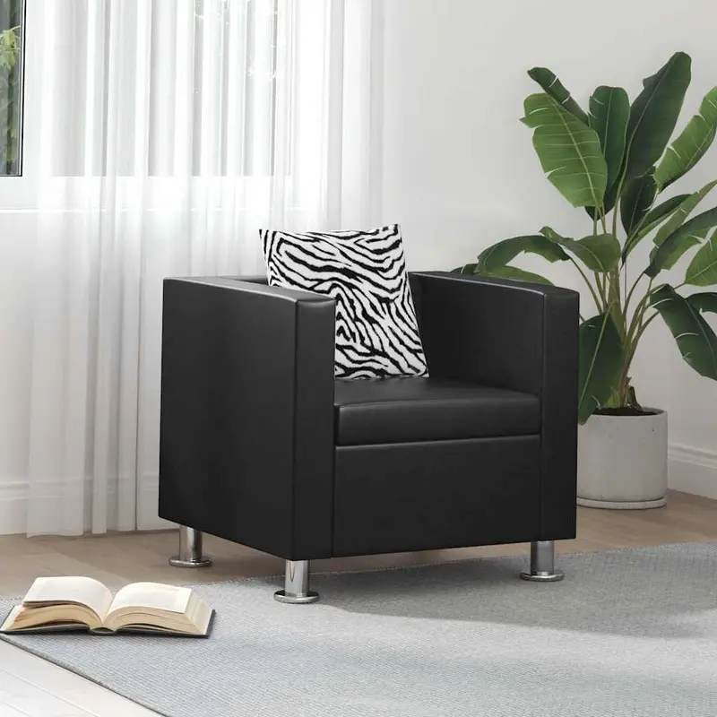 Sillón de cuero sintético negro