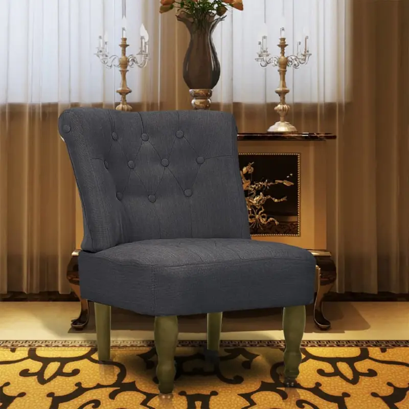 Sillón de estilo francés de tela gris