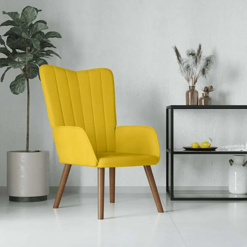 Sillón de relax de terciopelo amarillo mostaza