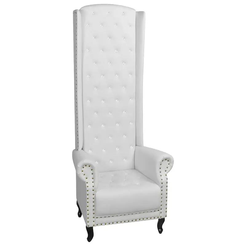 Sillón de respaldo alto cuero sintético blanco