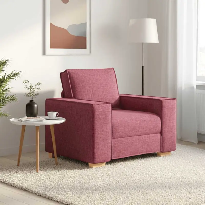 Sillón de tela color rojo vino 100x78x84 cm