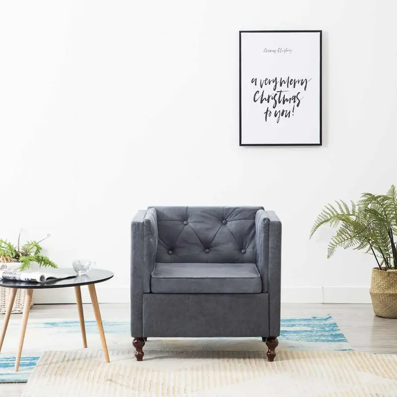 Sillón de tela gris