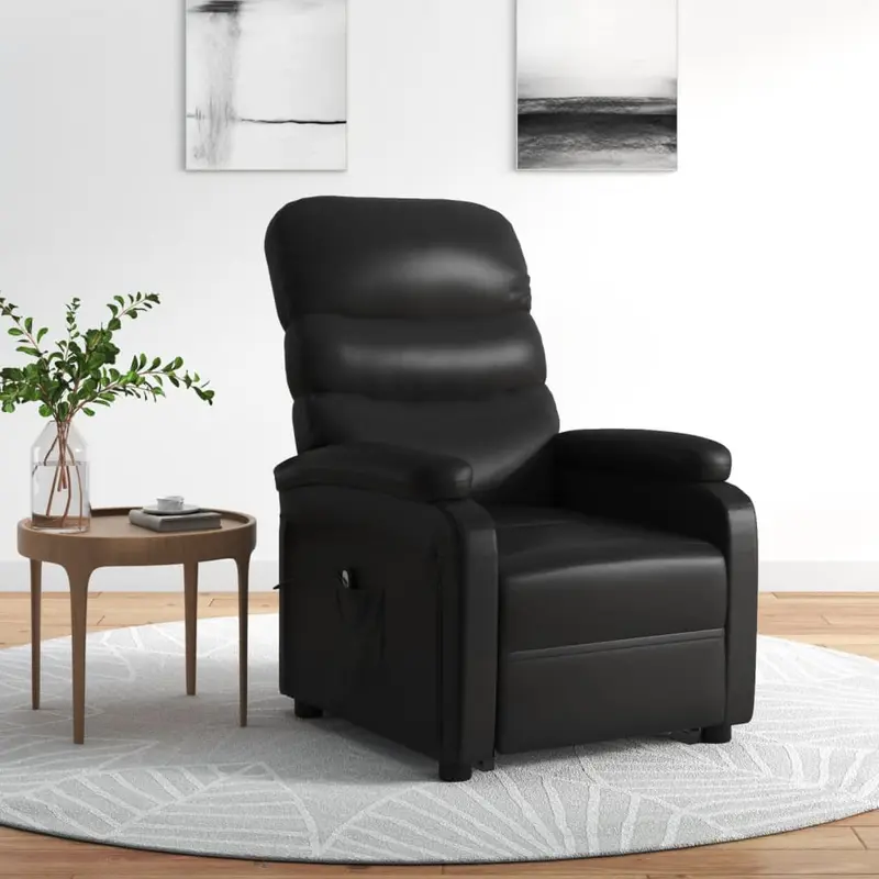 Sillón elevable cuero sintético negro