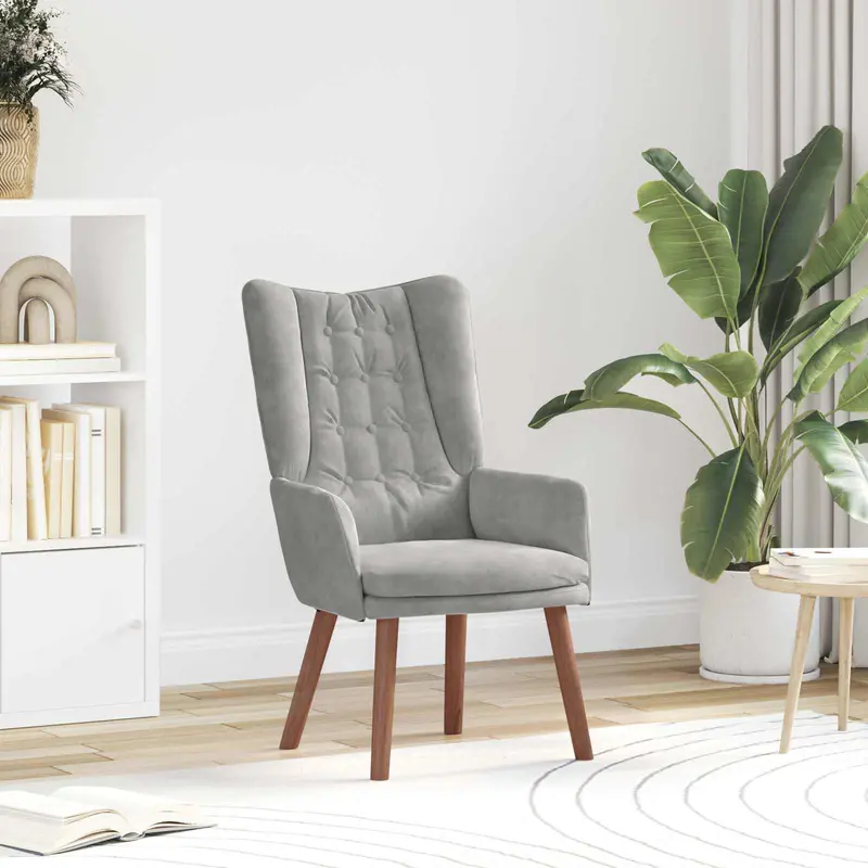 sillón Gris Claro 63 x 67 x 94 cm Terciopelo