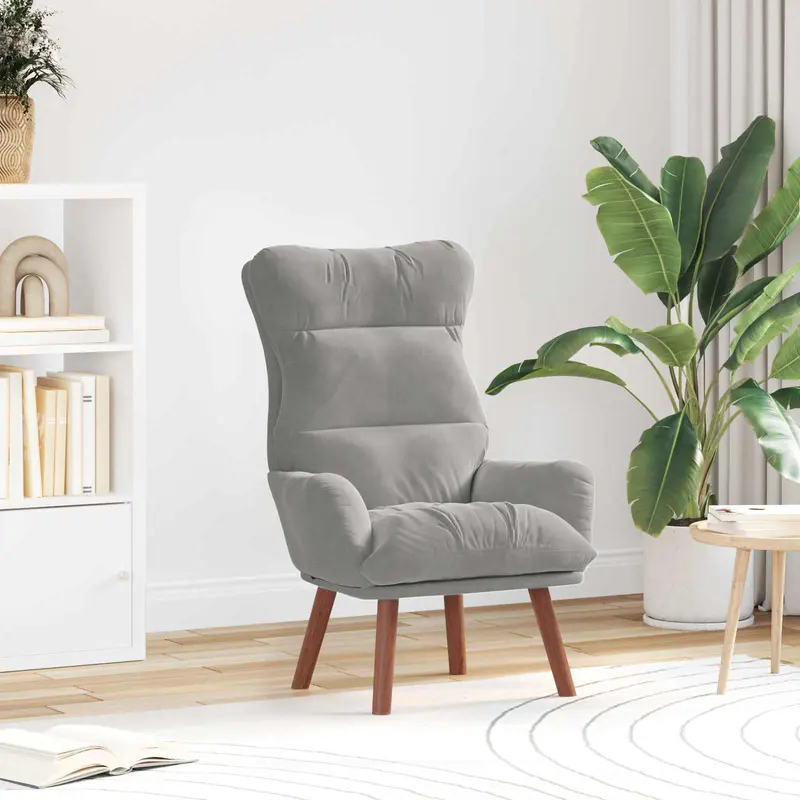 sillón Gris Claro 69 x 74 x 93 cm Terciopelo