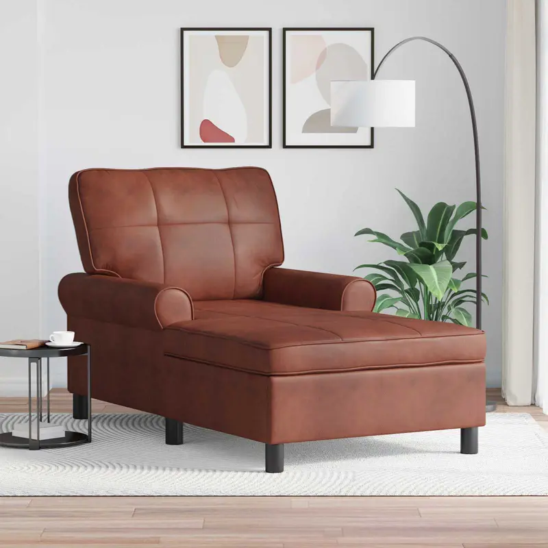 Sillón reclinable con cojín Marrón Brillante 91 x 157 x 91 cm